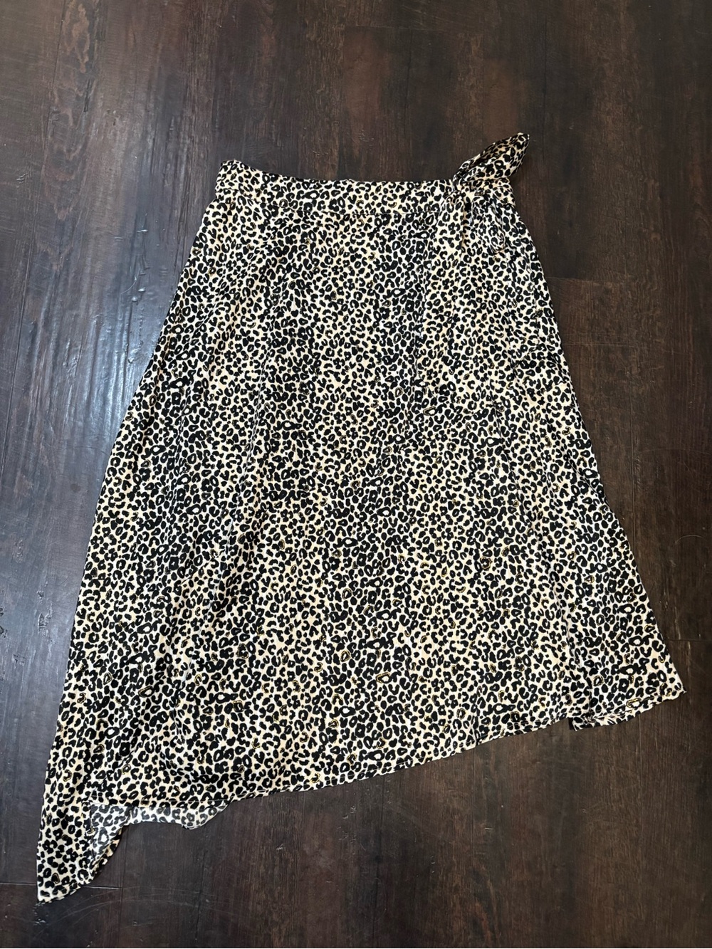 Nine West Leopard Print Asymmetrical Skirt - Beige & Black